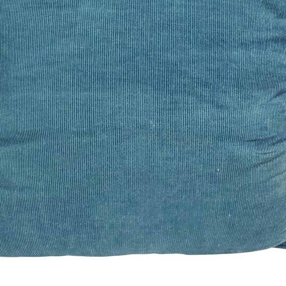 Vintage Floral Needlepoint Petit Point Tapestry Pillow Blue Corduroy 14"x14" - Picture 6 of 8